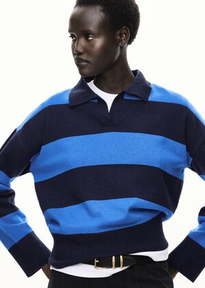Striped polo-neck sweater