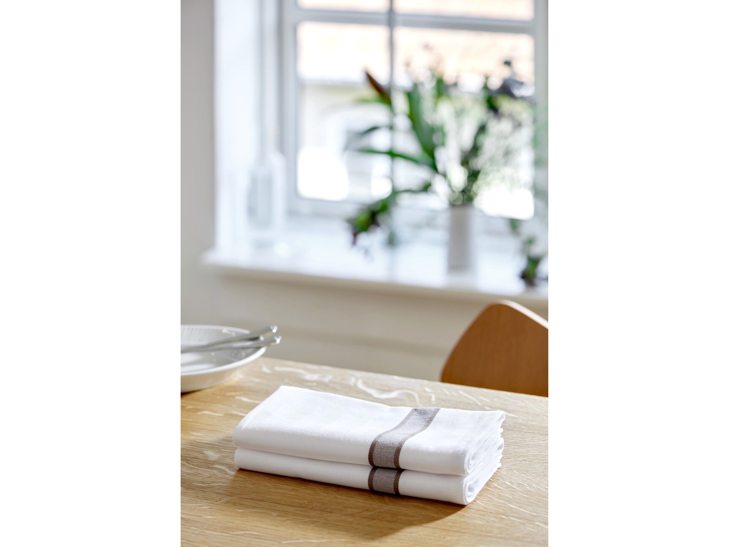 Tygservett Pillivuyt 45 x 45 cm Bl&aring;/Vit 100% ny bomull