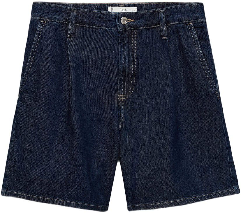 Rinse wash pleated denim bermuda sh