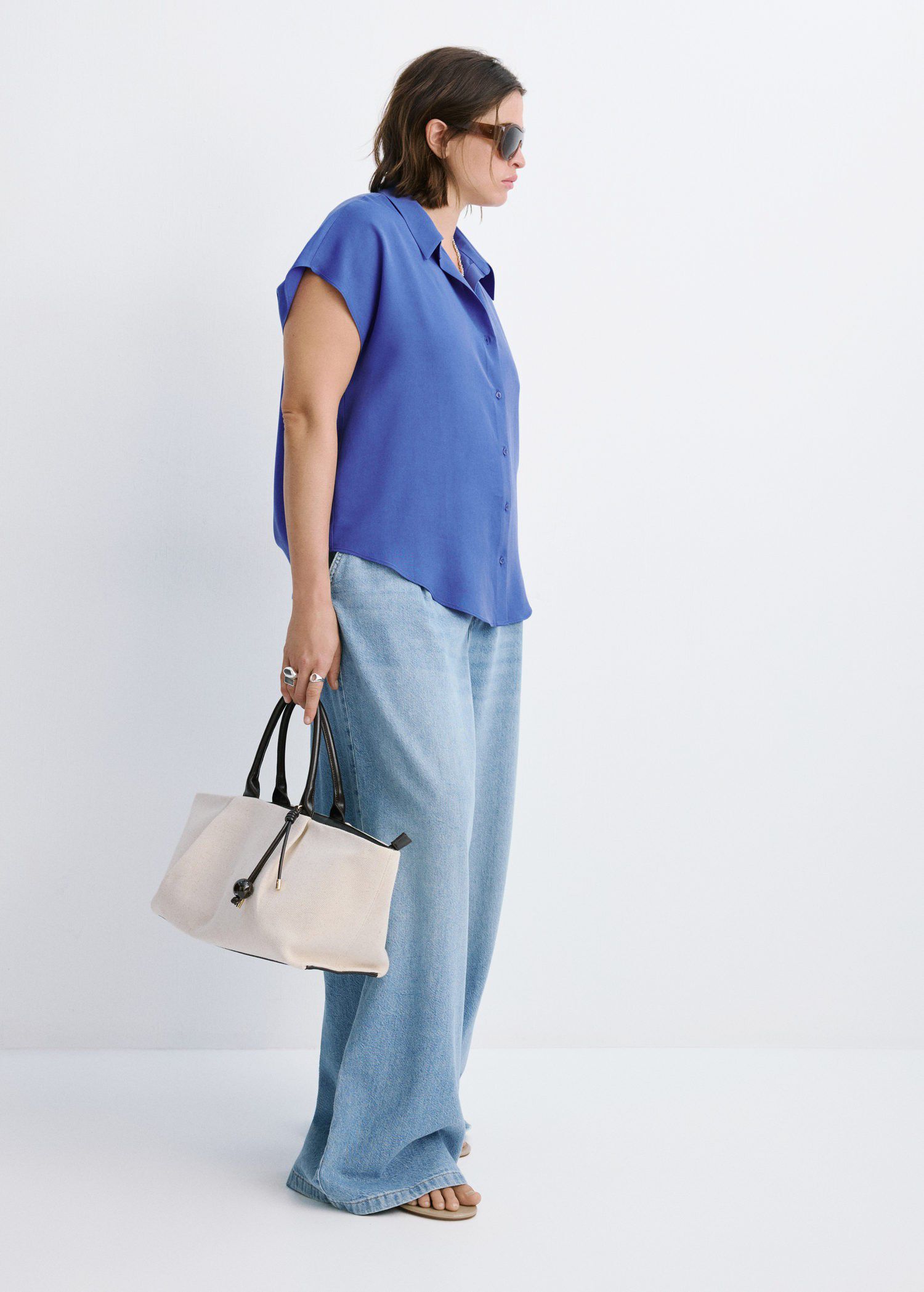 Short-sleeved lyocell shirt