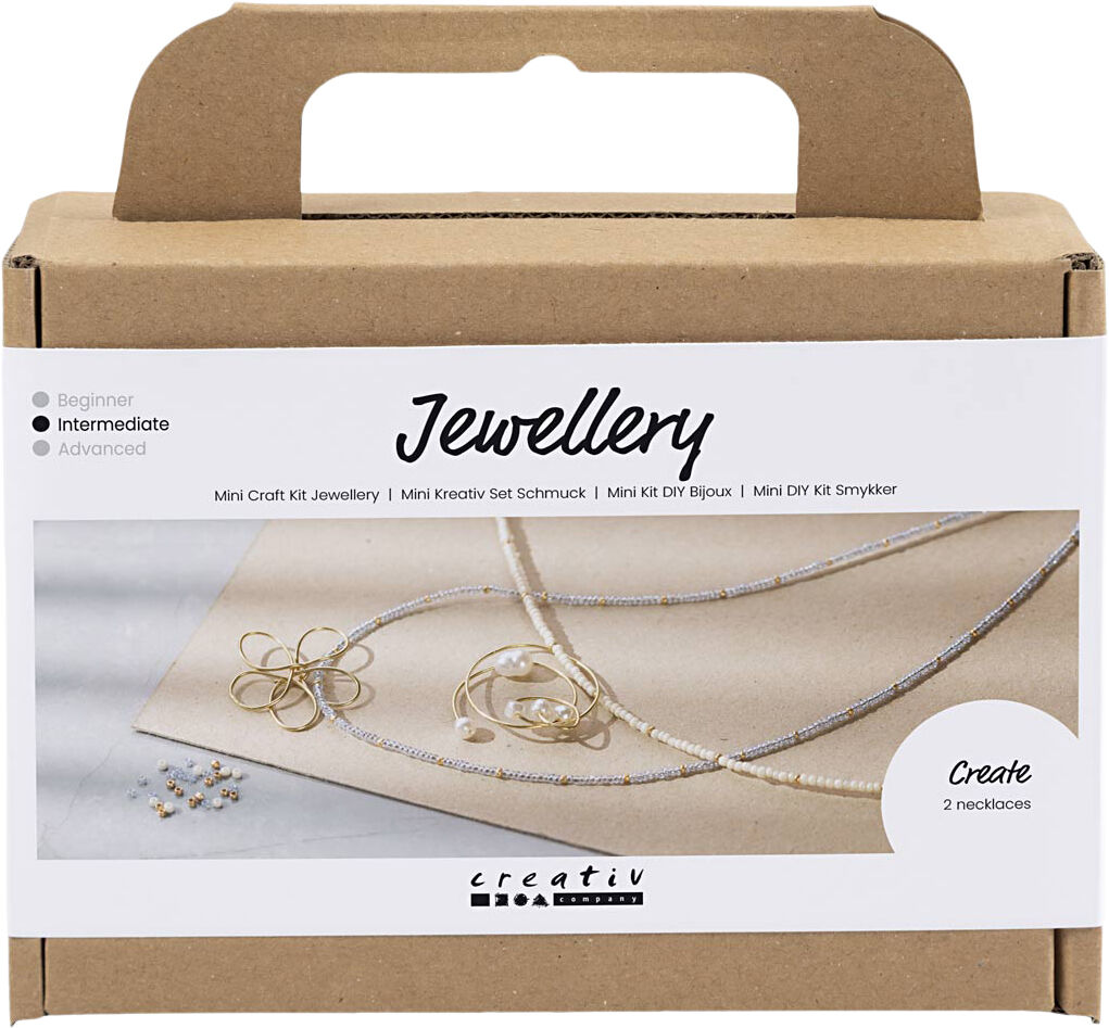 Mini DIY Kit Smykker, Halsk&aelig;de med wirevedh&aelig;ng, forgyldt