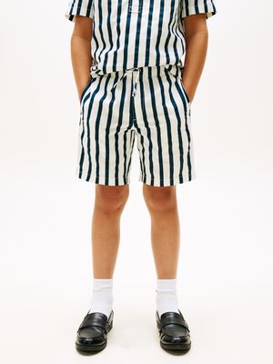 Linen Blend Stripe Relaxed Shorts