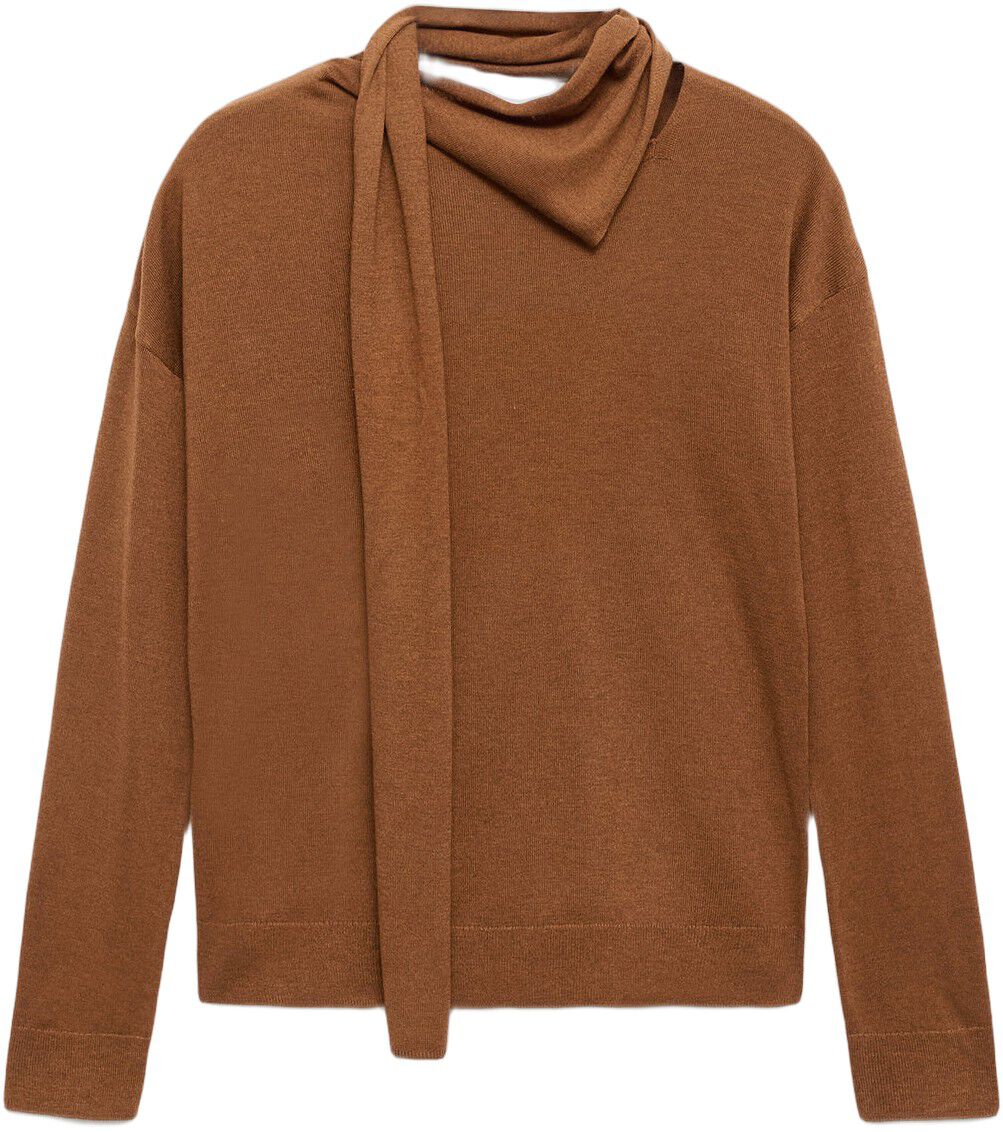 Fine-knit sweater with scarf