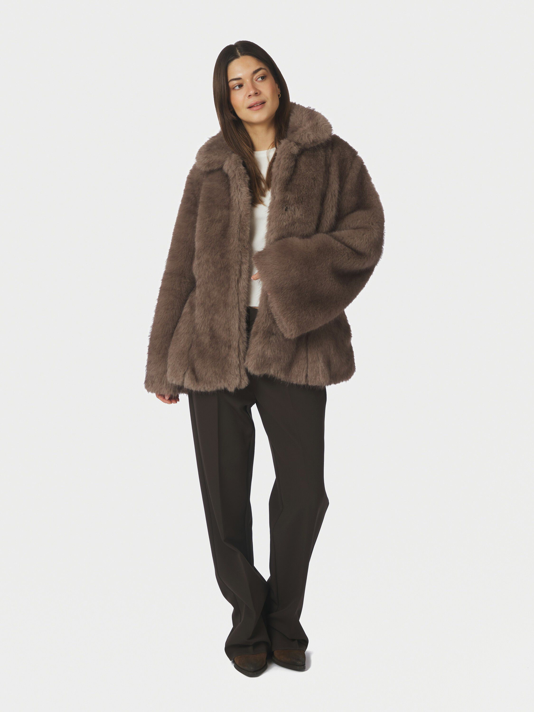 Ariella Faux Fur Peplum Jacket