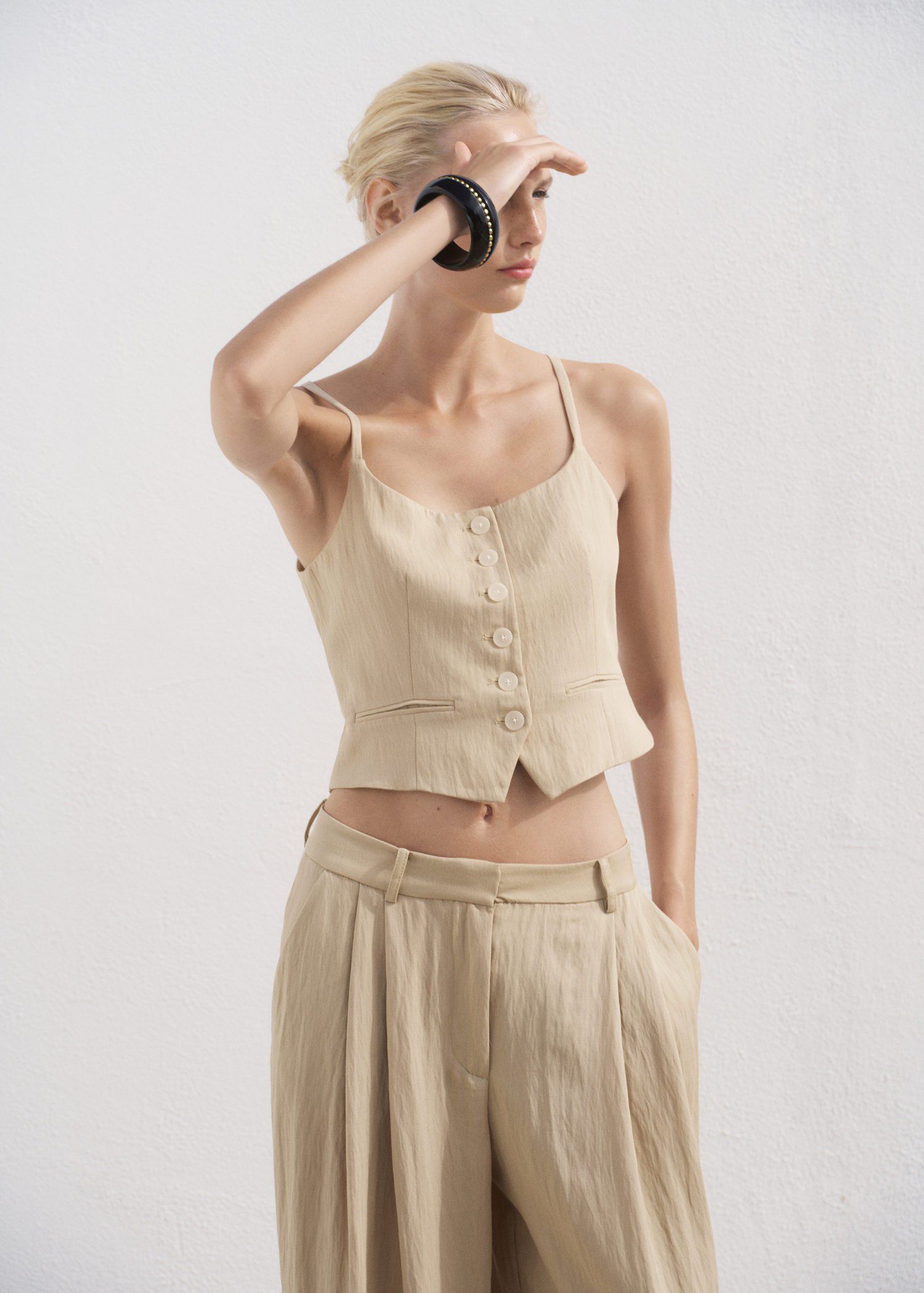 Straight mid-rise suit pants