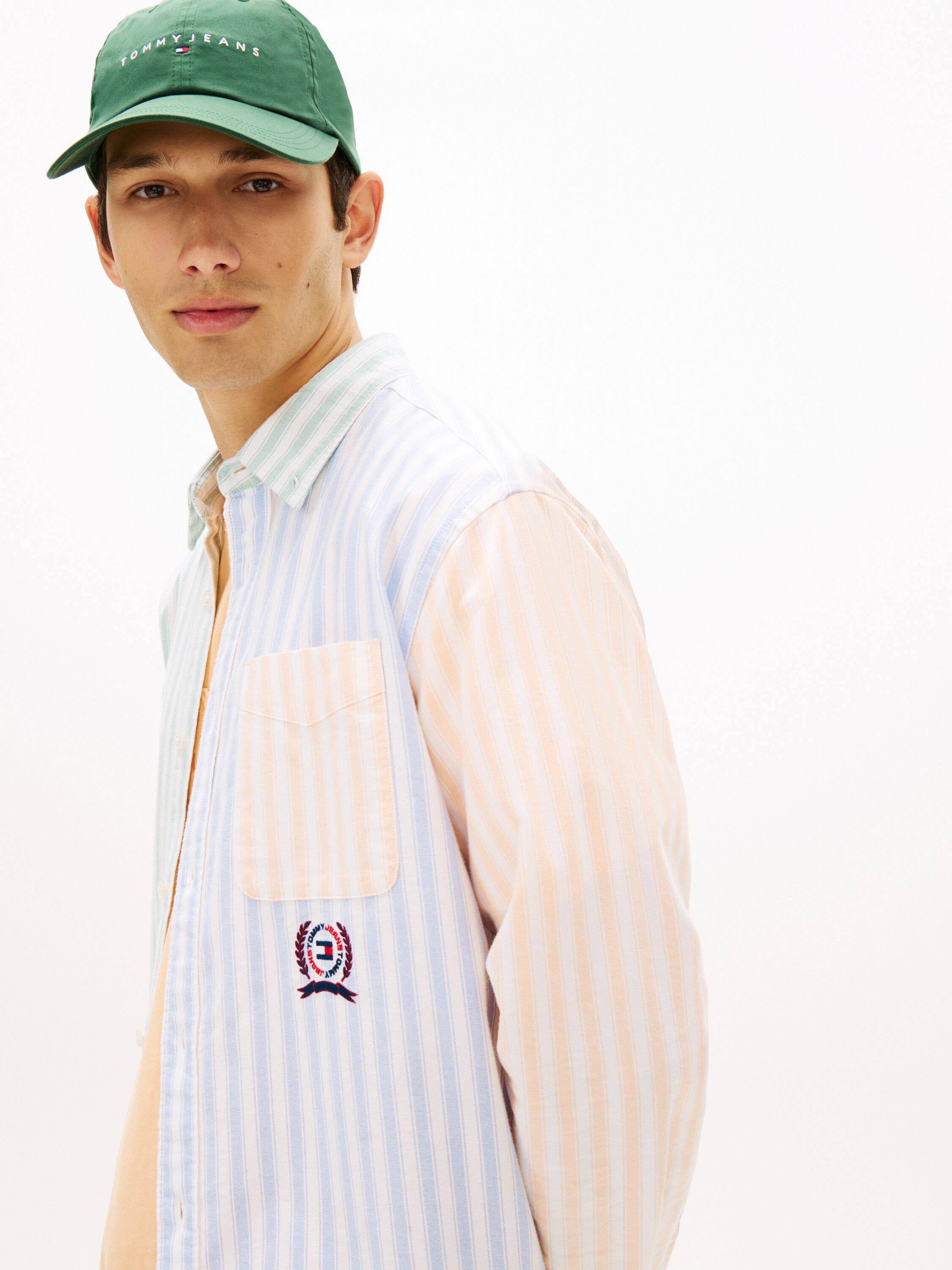 Relaxed Fit Colour-Blocked Stripe Oxford Shirt
