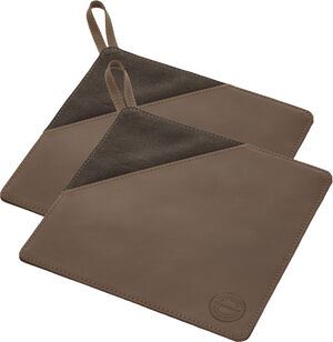 Grytlapp 20,5 x 20,5 cm 2 st Brun Kanvas/Läder