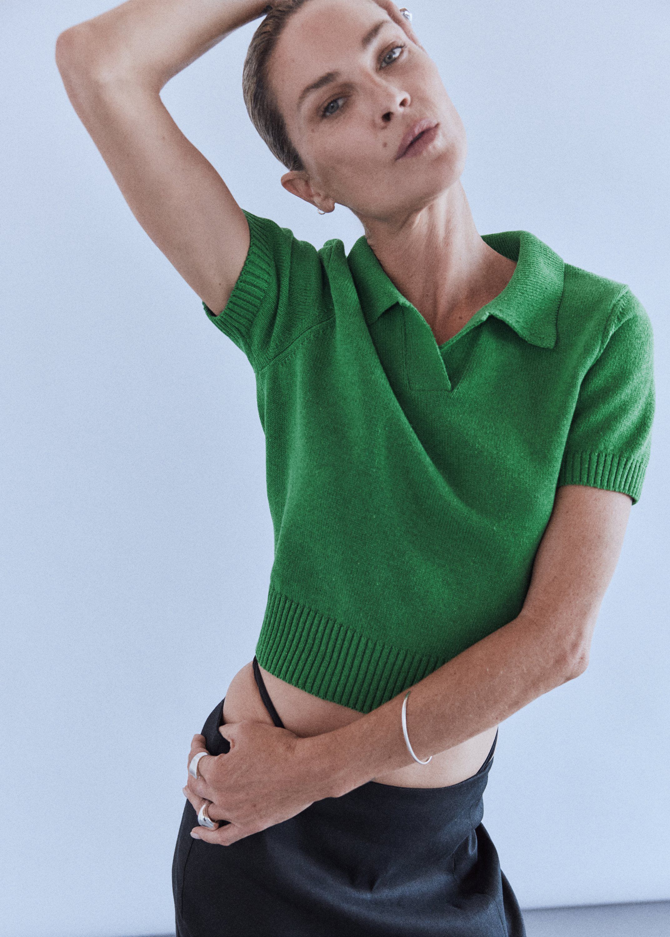 Knitted polo-neck sweater