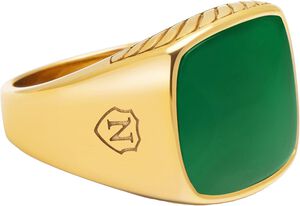 Gentlemen's Gold Signet Ring with Green Agate
