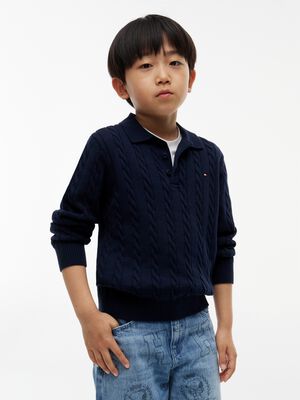 Cable Knit Polo Jumper