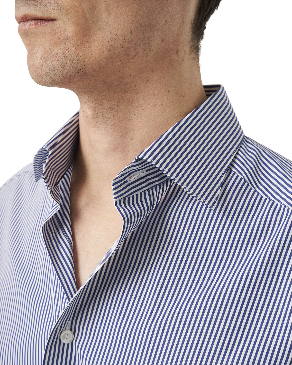 Slim Fit Light Blue Bengal Striped Elevated Poplin Shirt