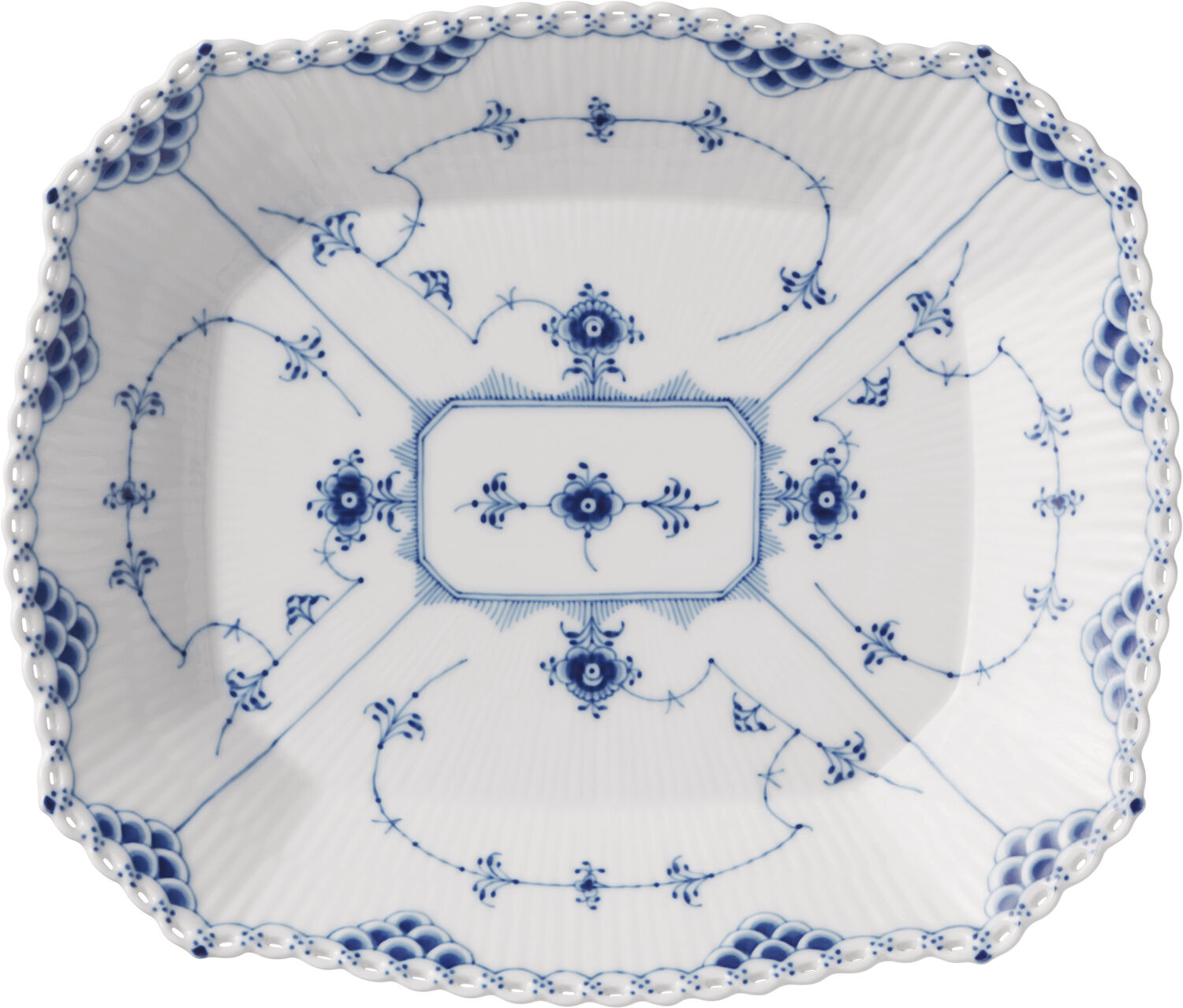 Musselmalet Helblonde firkantet fad 26 cm