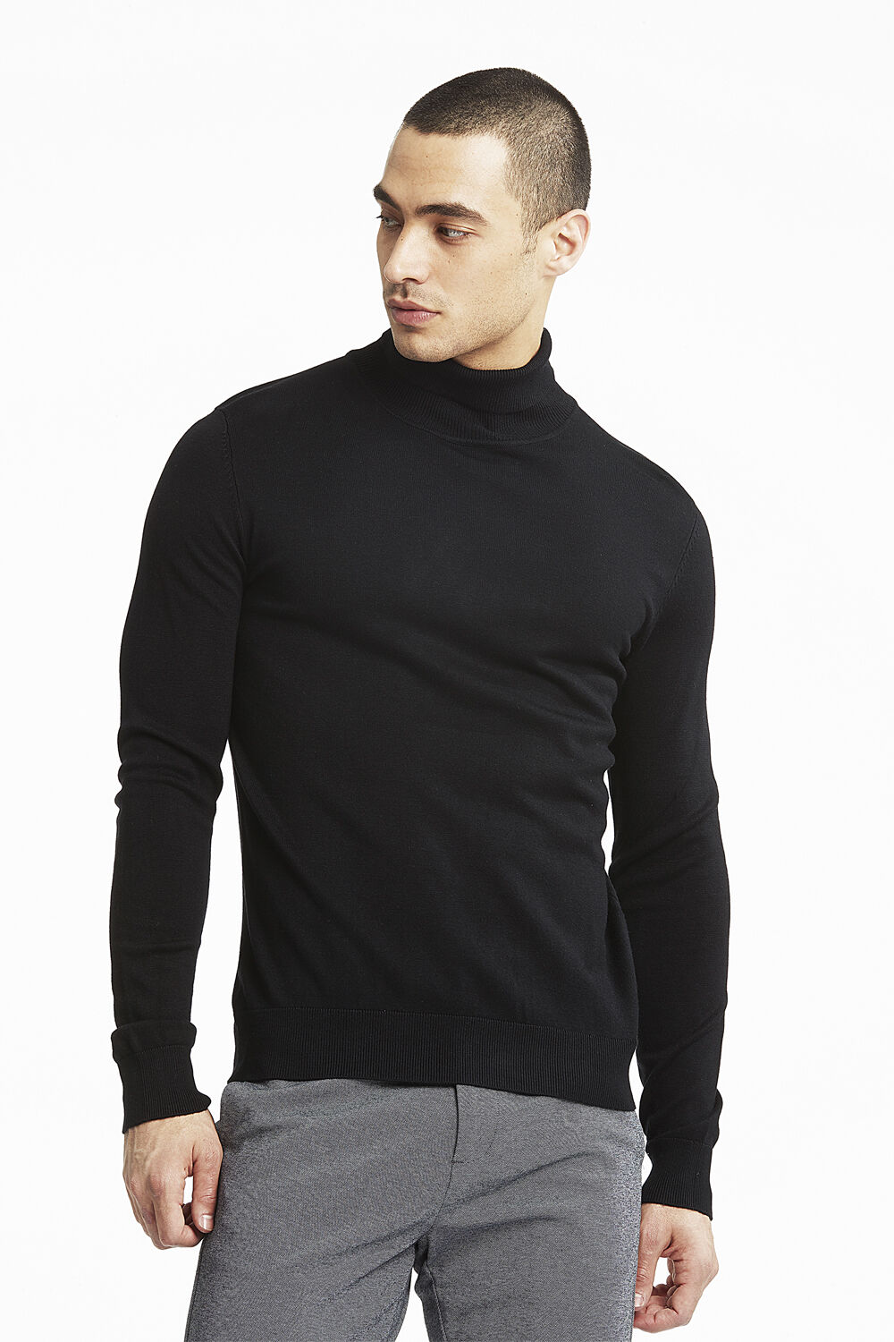 Ecovero L/S roll neck knit