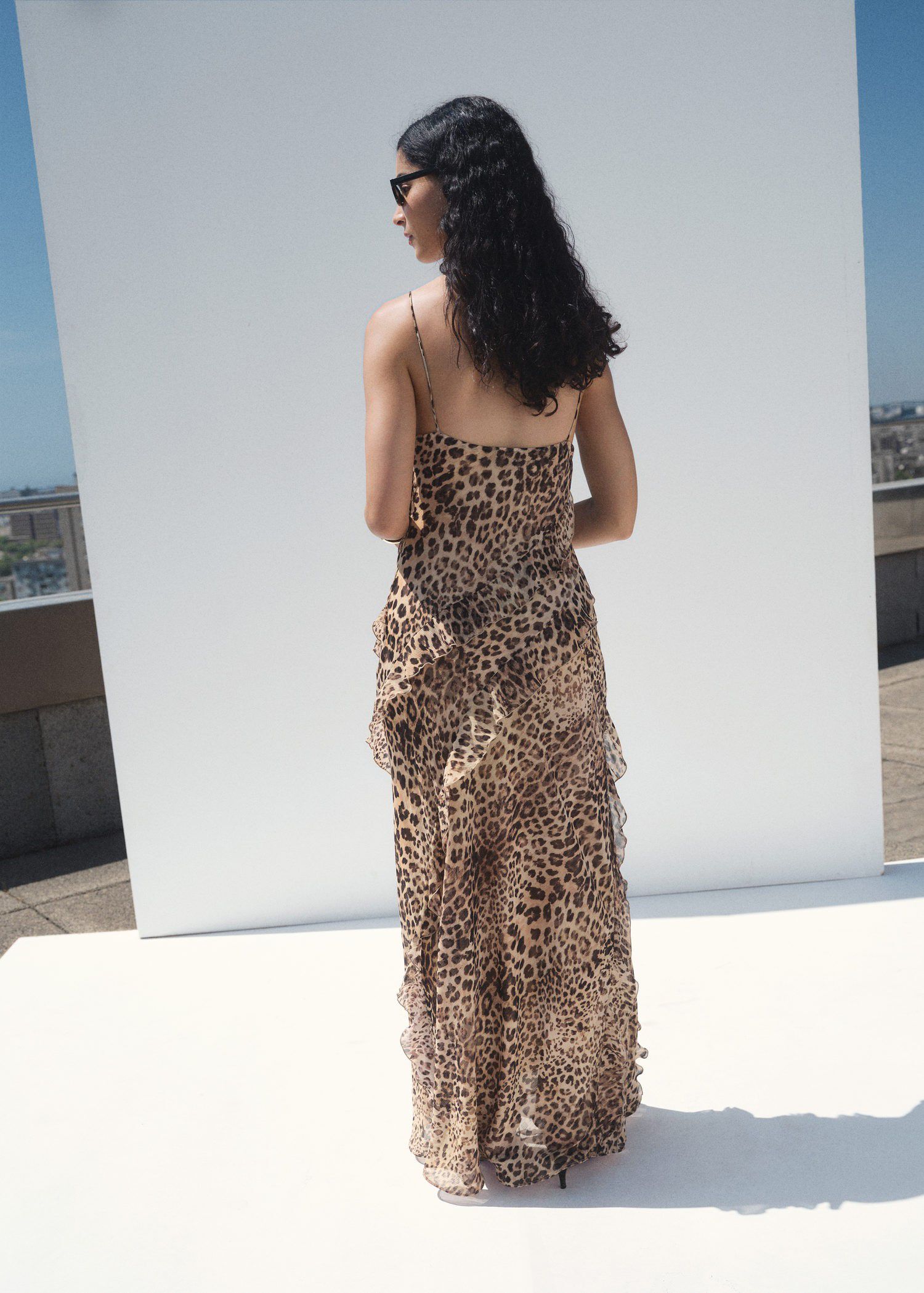 Animal print ruffle dress