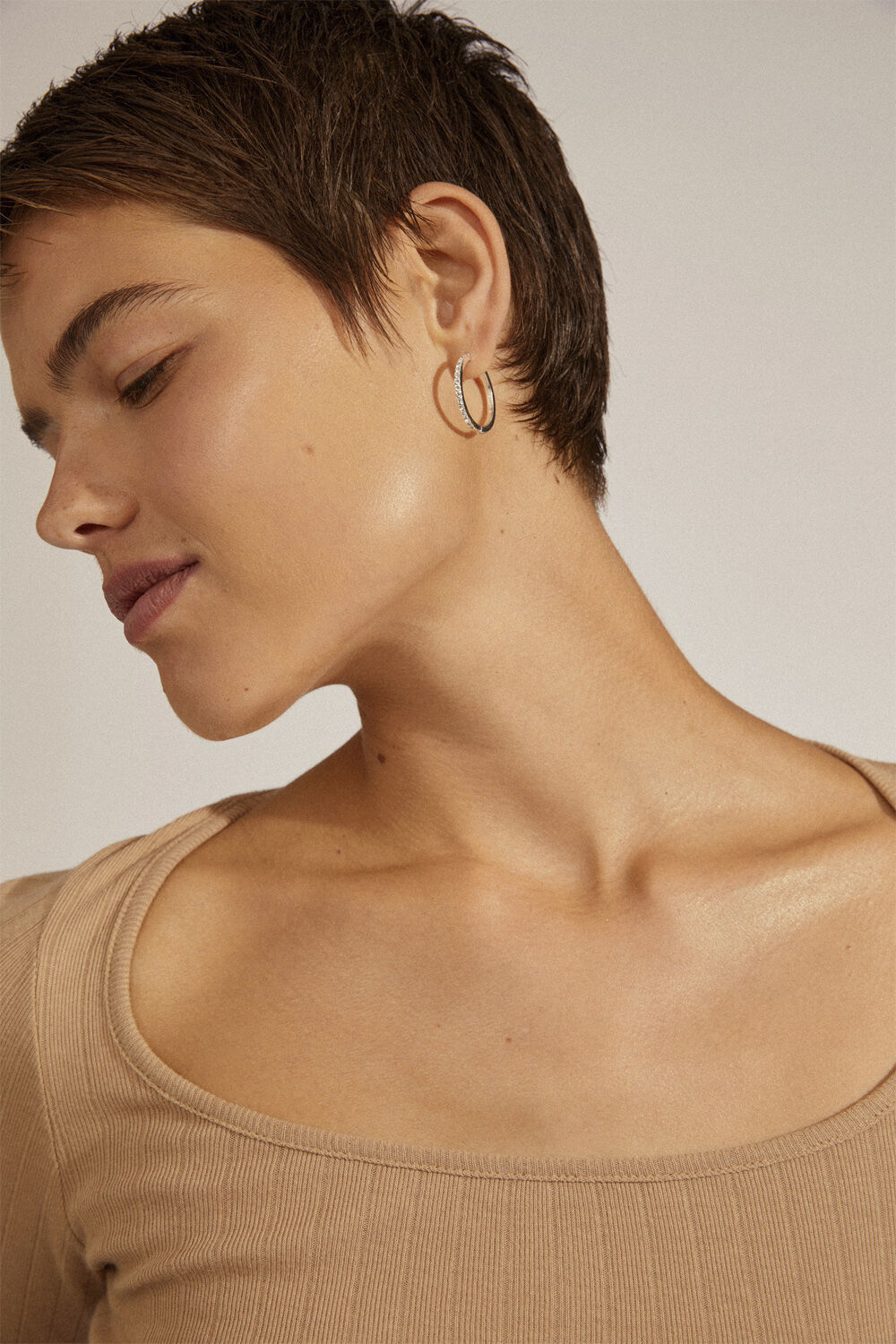 EBNA maxi crystal hoops silver-plated