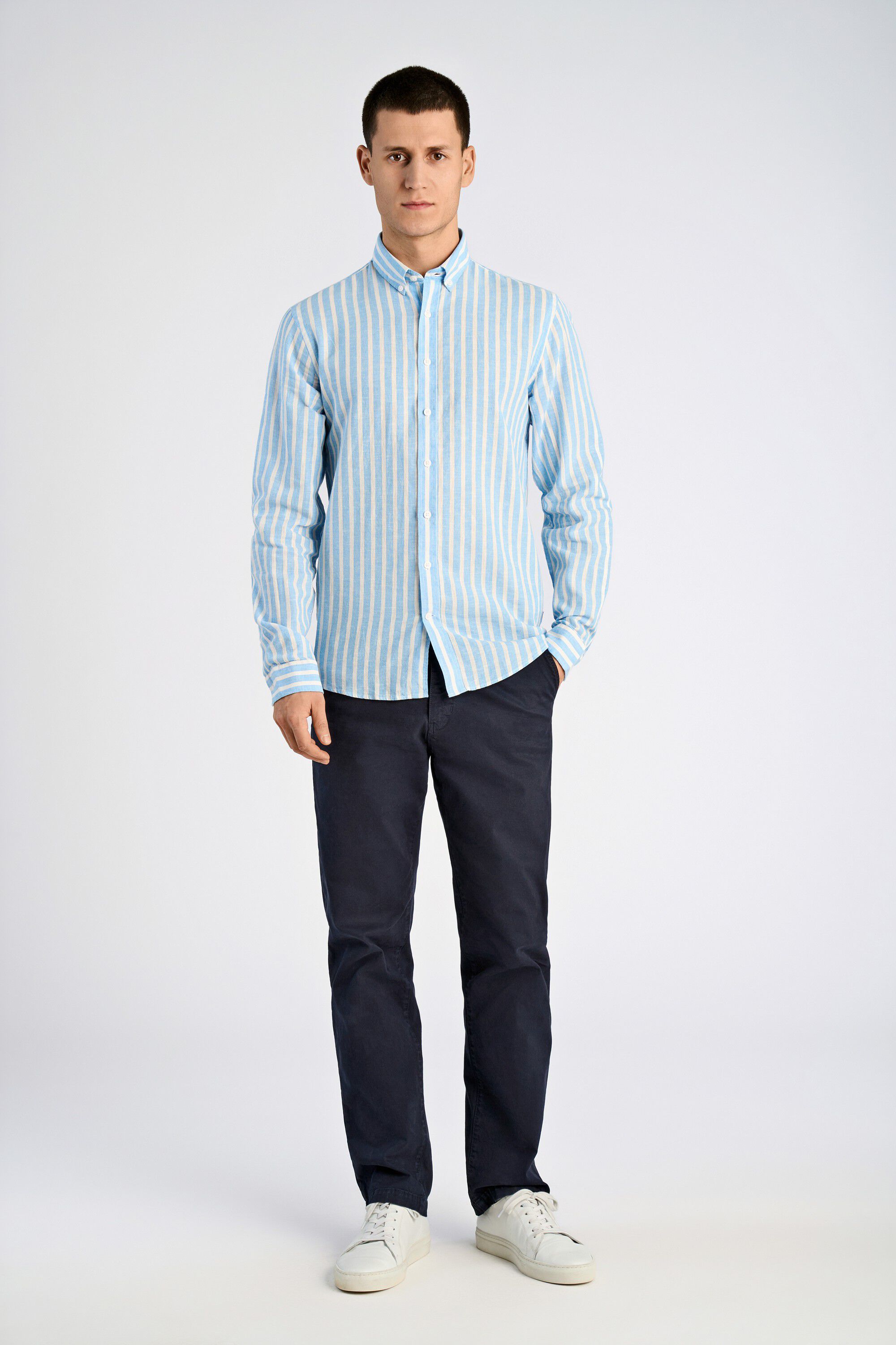 Striped cotton/linen shirt L/S