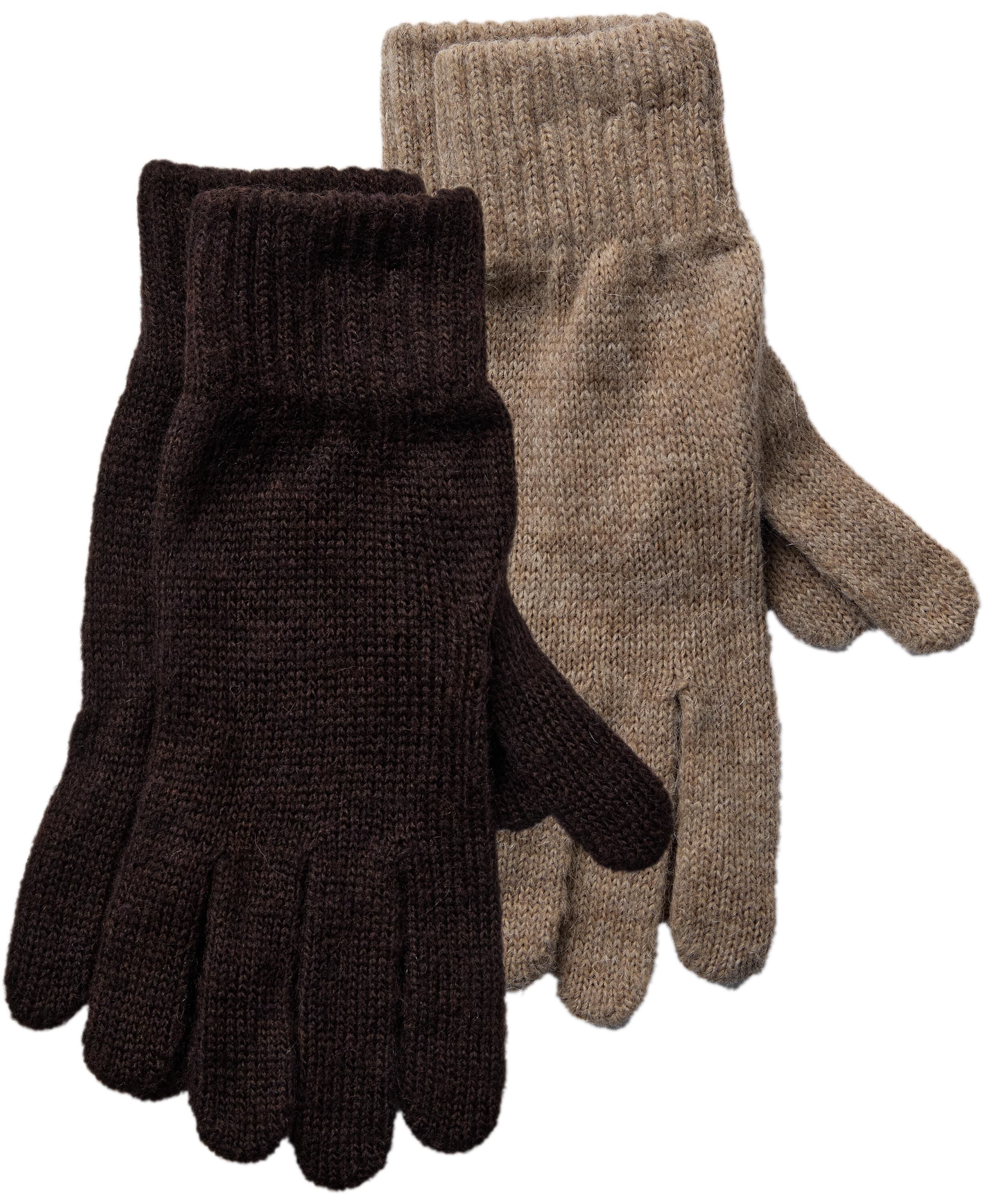 3920 2 Pack Knitted Gloves Beige/Chocolate Brown