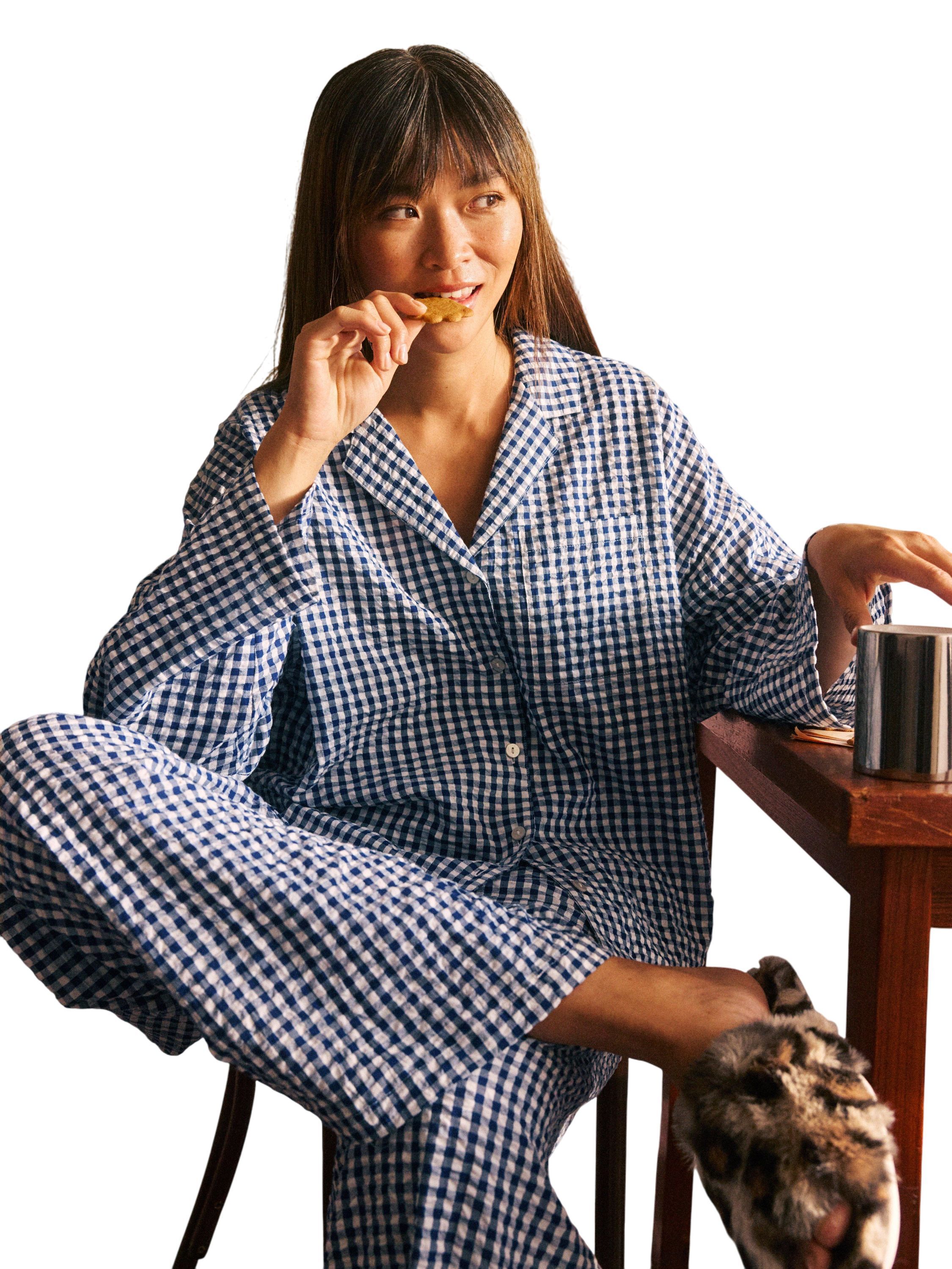 Pyjama trousers in soft seersucker