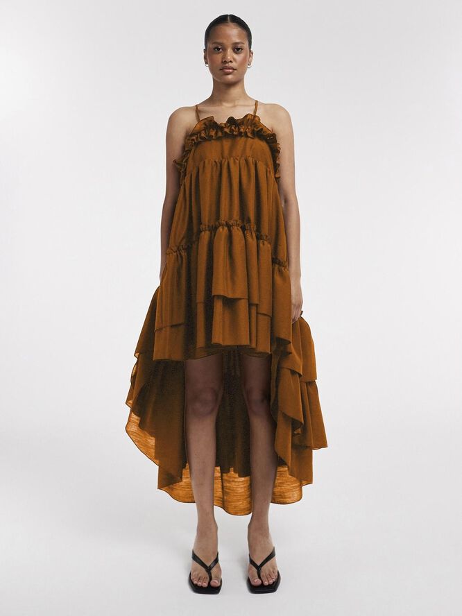 TSYVONNE SL FRILL MIDI DRESS WVN