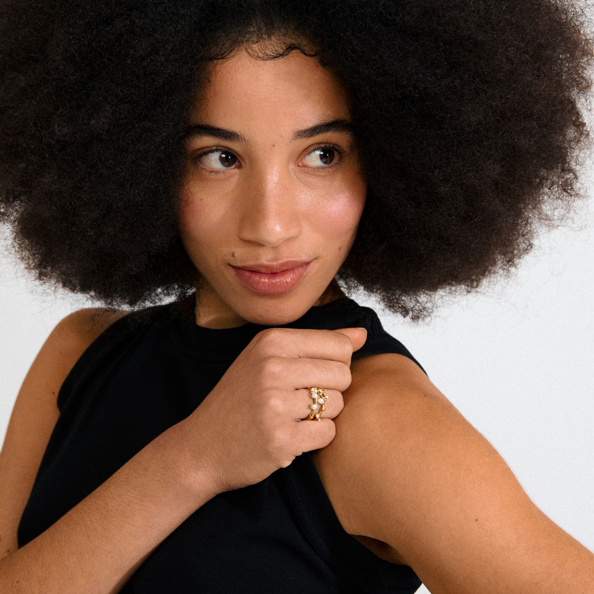 HADLEY ringe, 2-i-&eacute;t s&aelig;t, guldbelag