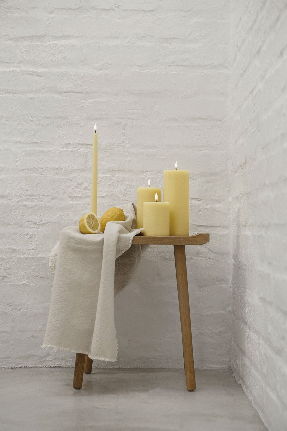 LED slim taper candle, Wheat Yellow, Smooth, 2-pack, 2,3x32 cm