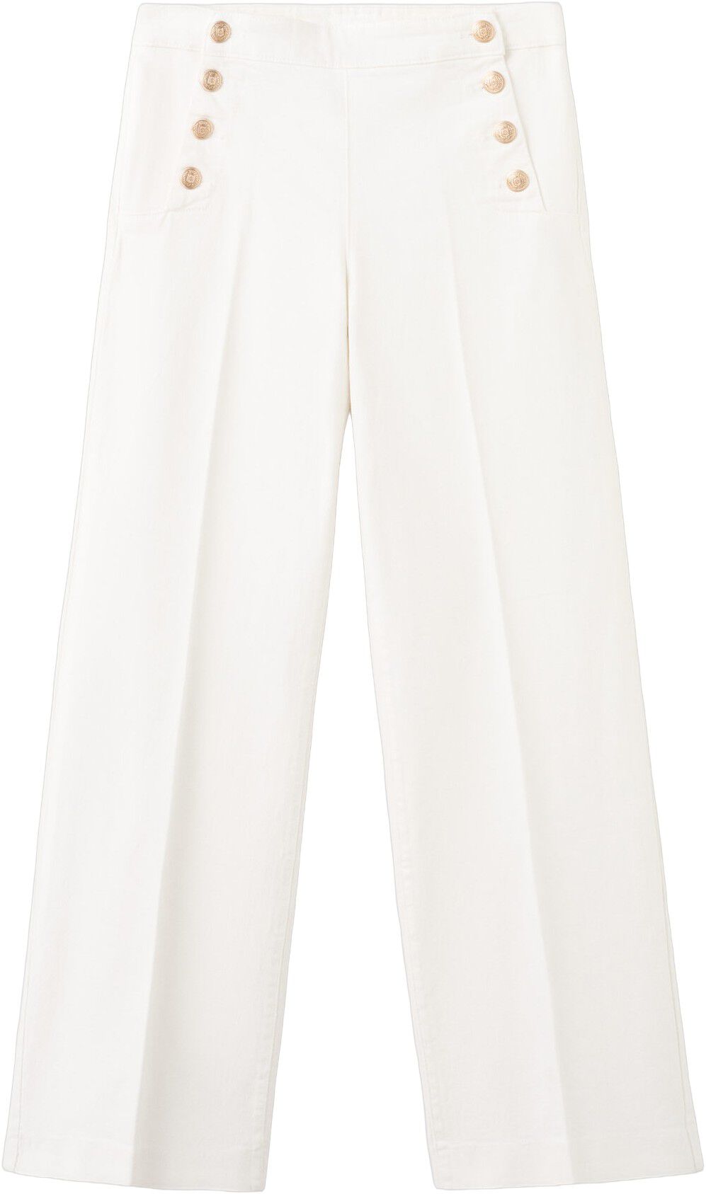 Wide-leg jeans with side buttons