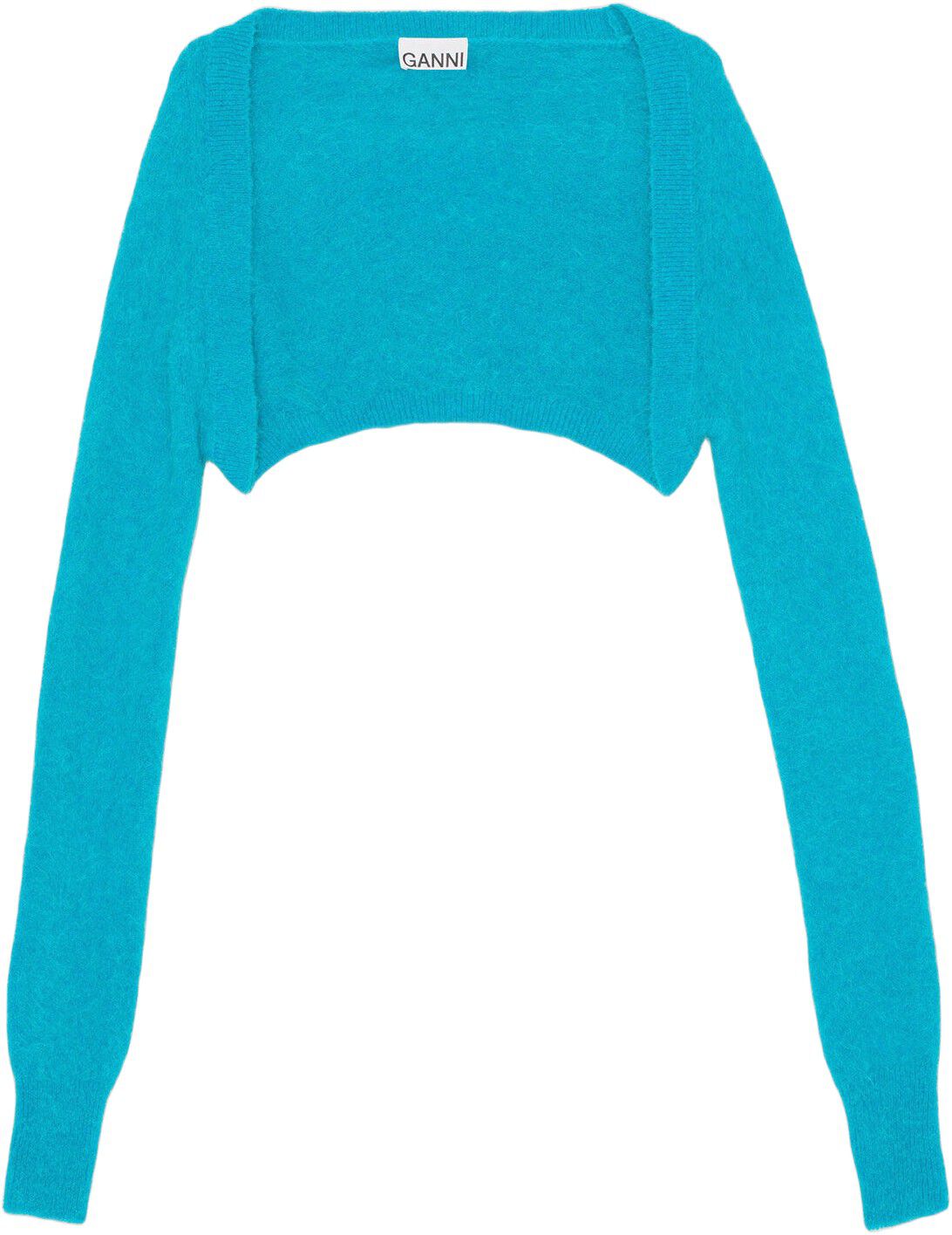 Bolero topp i bl&aring; borstad alpacka