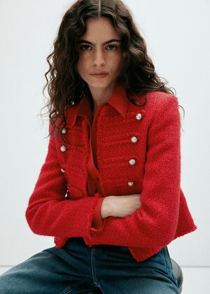 Tweed jacket with decorative froggi