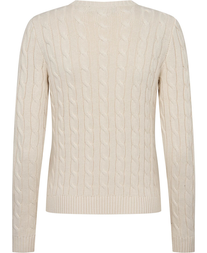 Button-Trim Cable-Knit Cotton Sweater