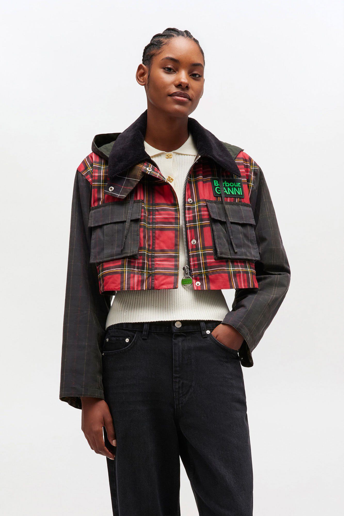 Barbour Short Wax Tartan Peplum LWX