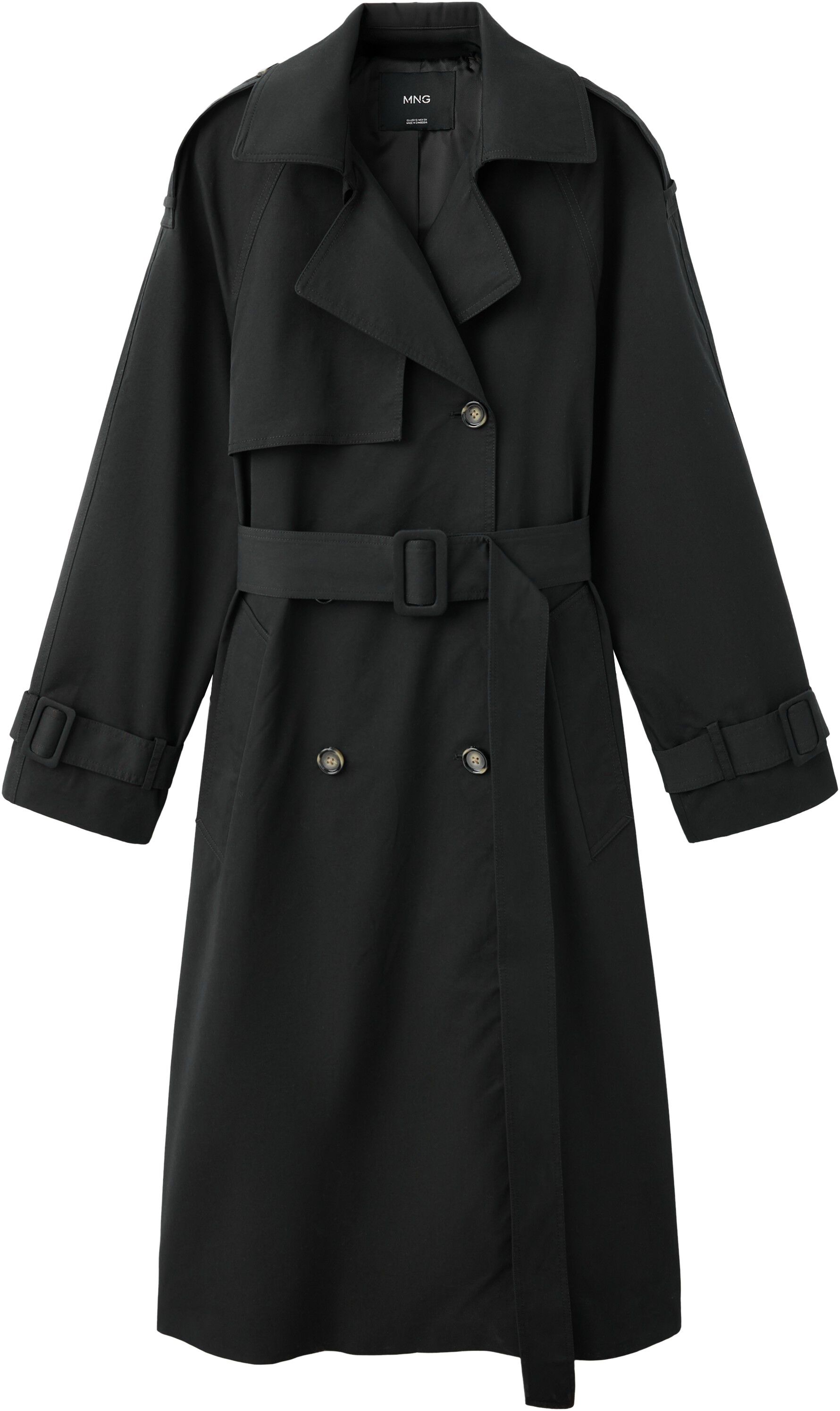 Long double-breasted trench coat