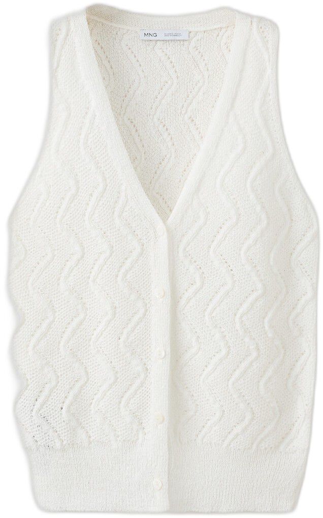 Openwork knit V-neck gilet