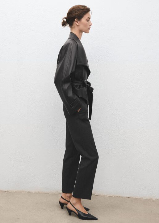Slim cropped pinstripe trousers
