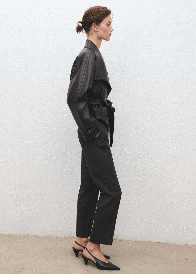 Slim cropped pinstripe trousers