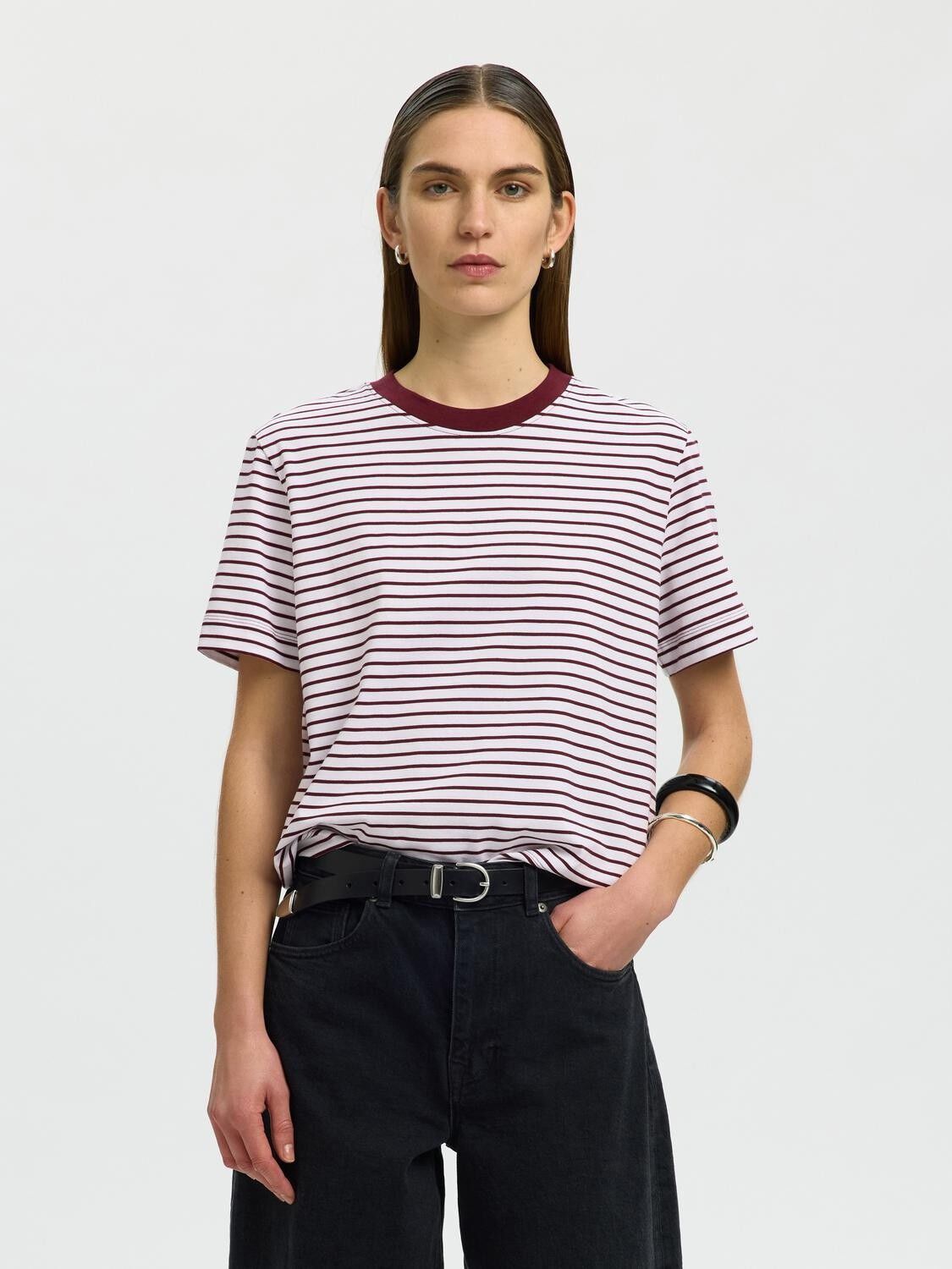 SLWESSENTIAL SS STRIPED BOXY TEE NO