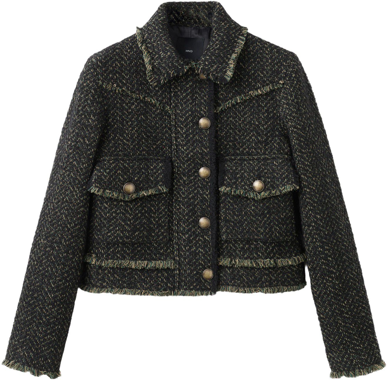 Tweed jacket with lapel collar