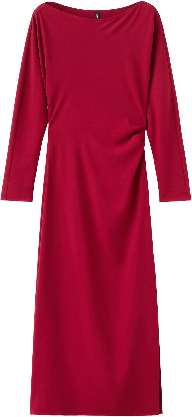 Boat-neck ruched dress