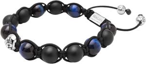 Men's Beaded Bracelet with Blue Tiger Eye and Black Onyx