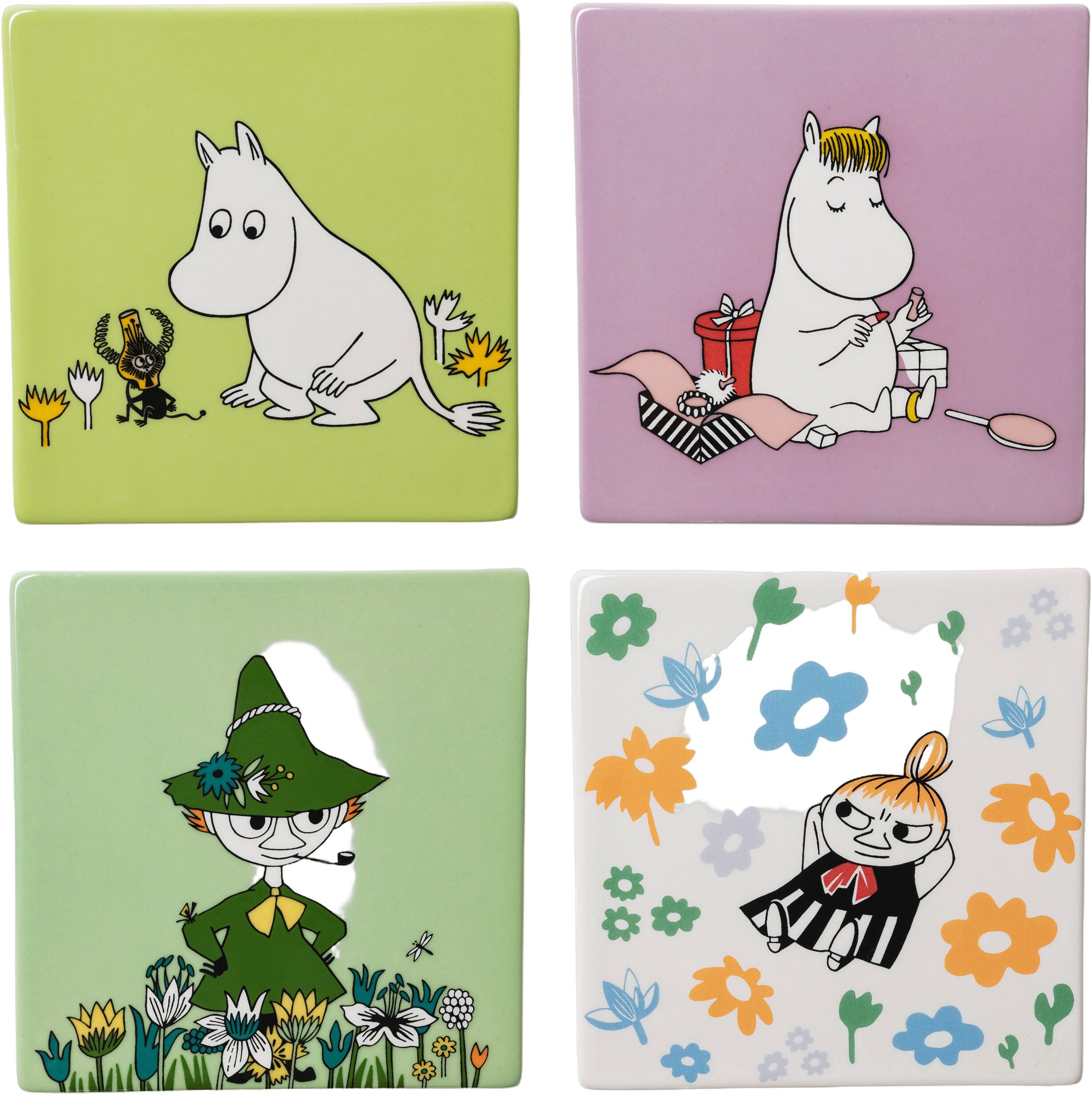 Moomin Arabia bordsk&aring;nere s&aelig;t 4stk Klassikere Genanvendt Interi&oslash;r