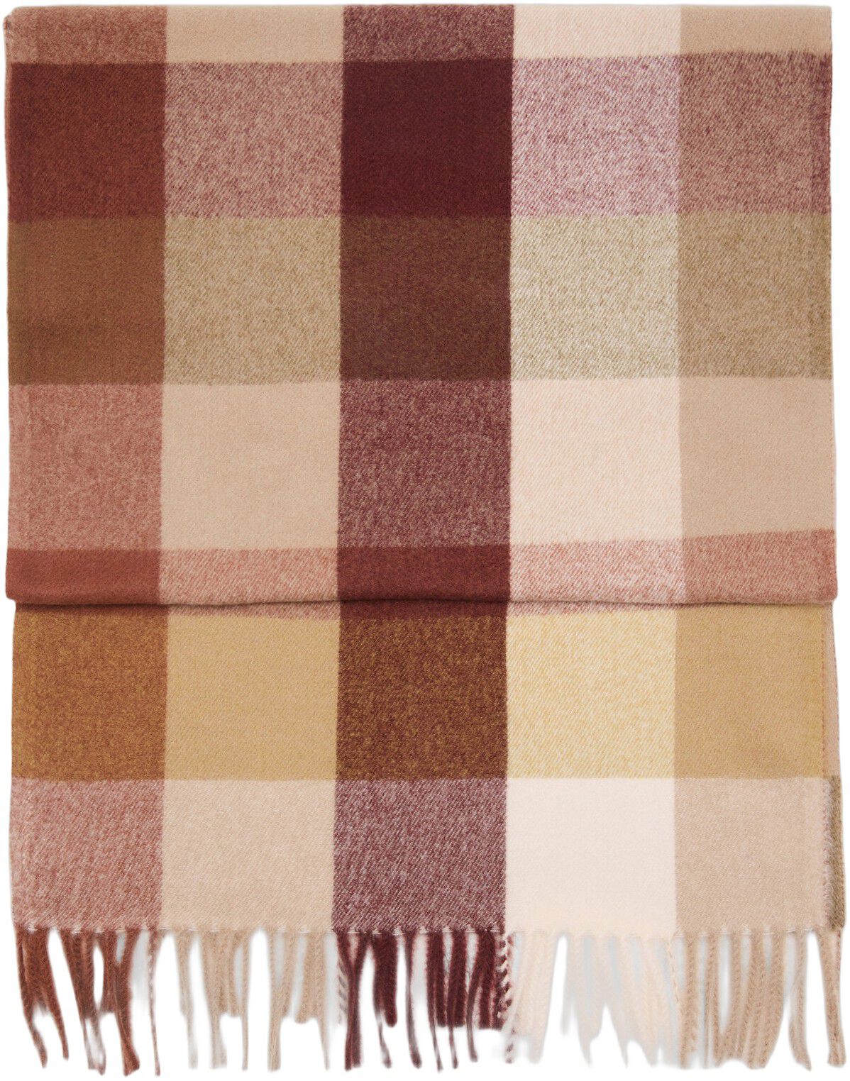 Check scarf with fringed ends