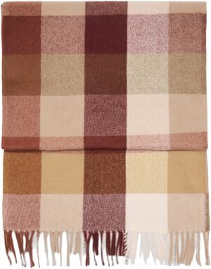 Check scarf with fringed ends