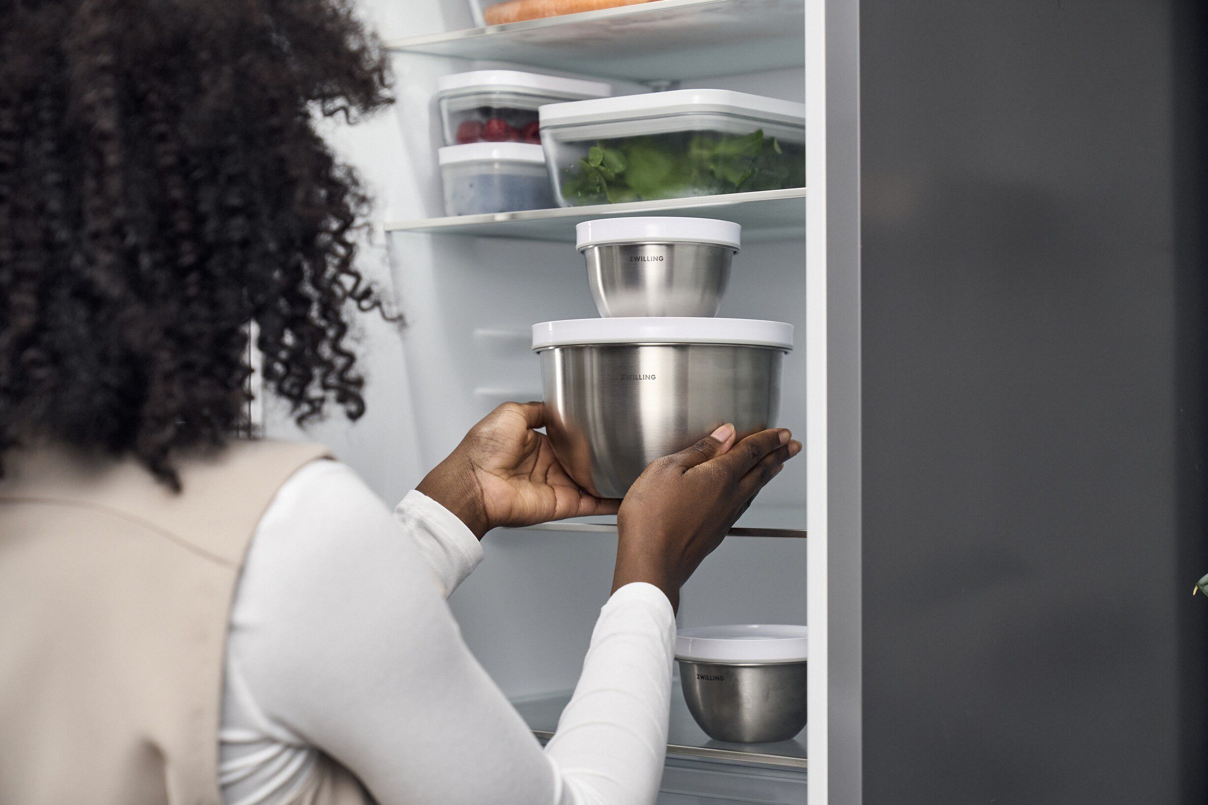 Fresh & Save BOWLS Vakuumsk&aring;l M / 19 cm, Rostfritt st&aring;l, Silver