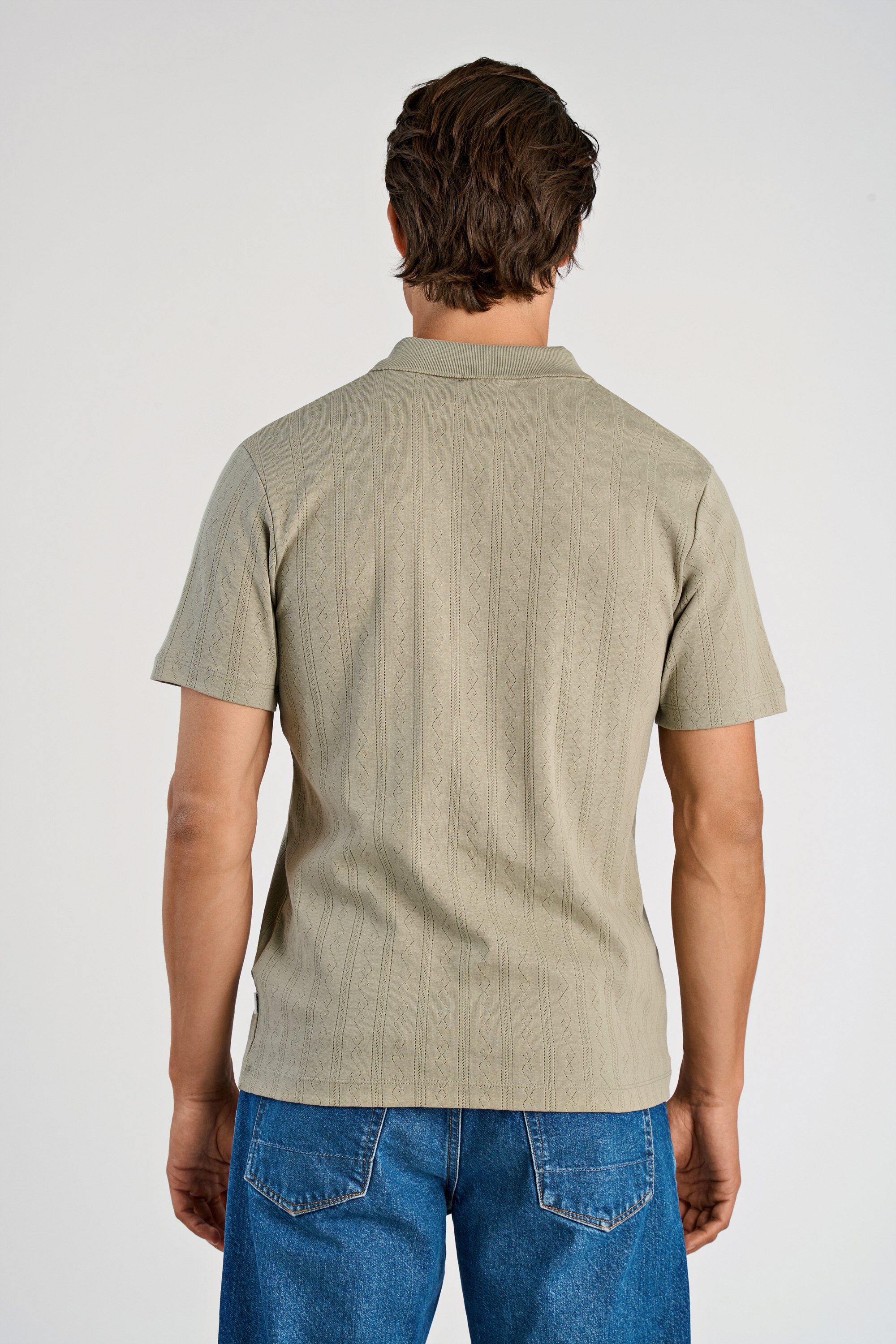 Jacquard v-neck polo S/S