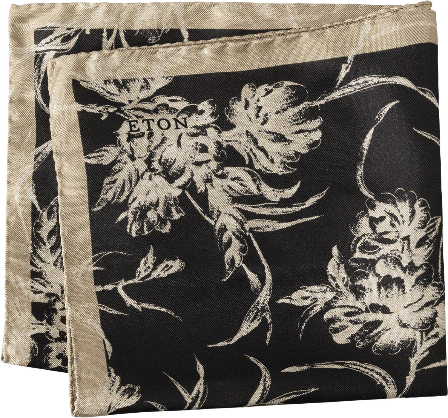 Black Floral Silk Pocket Square