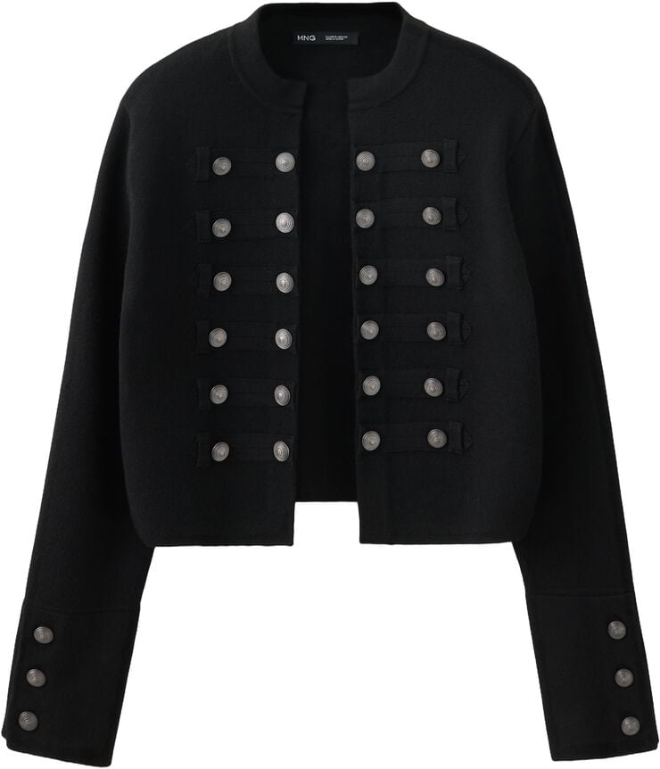 Fine-knit buttoned jacket