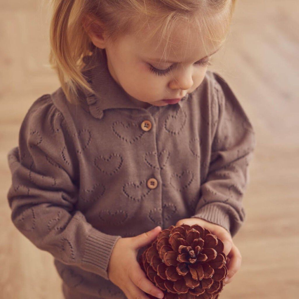 Stickad Pointelle Heart Cardigan Baby