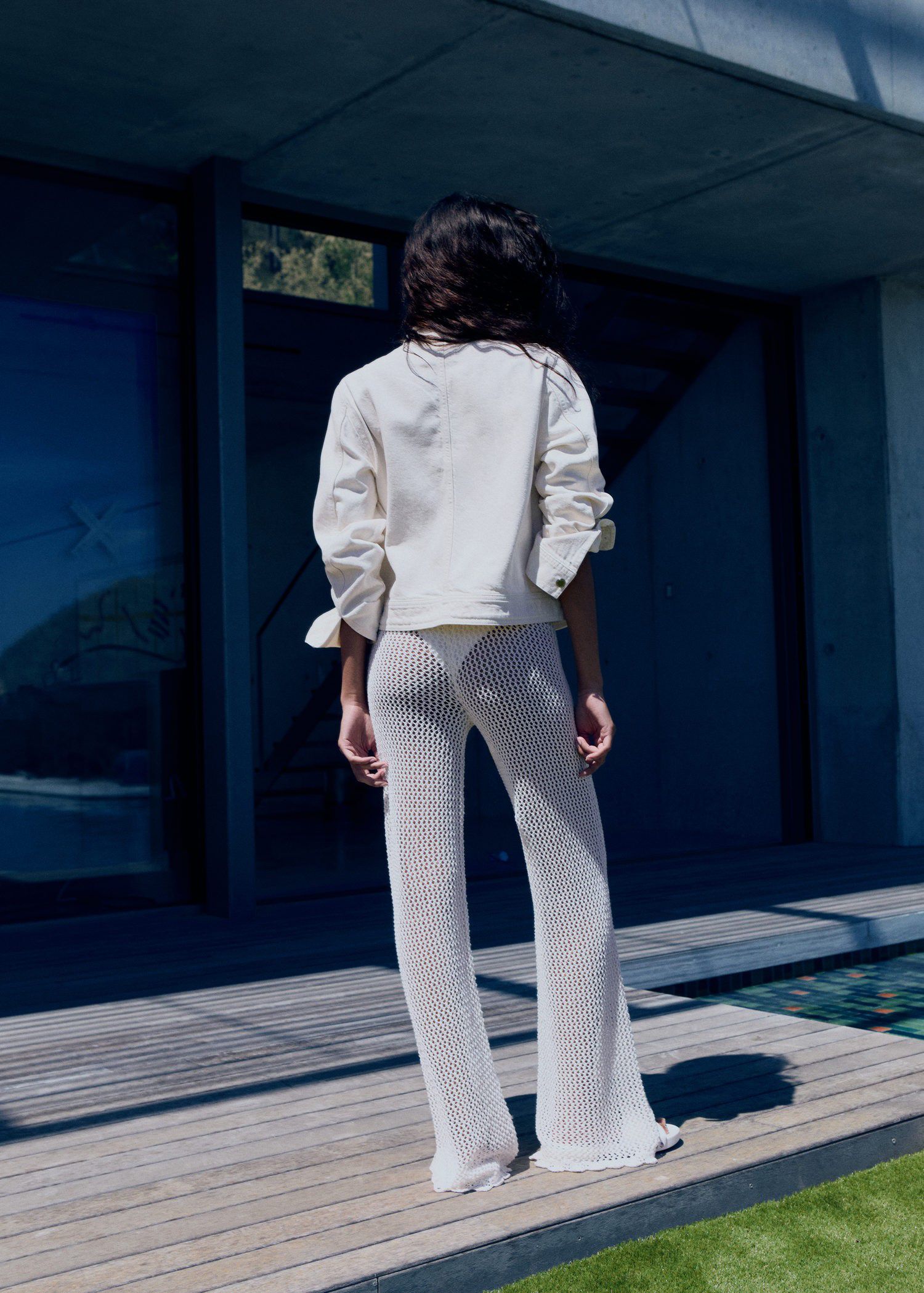 Crochet flared trousers