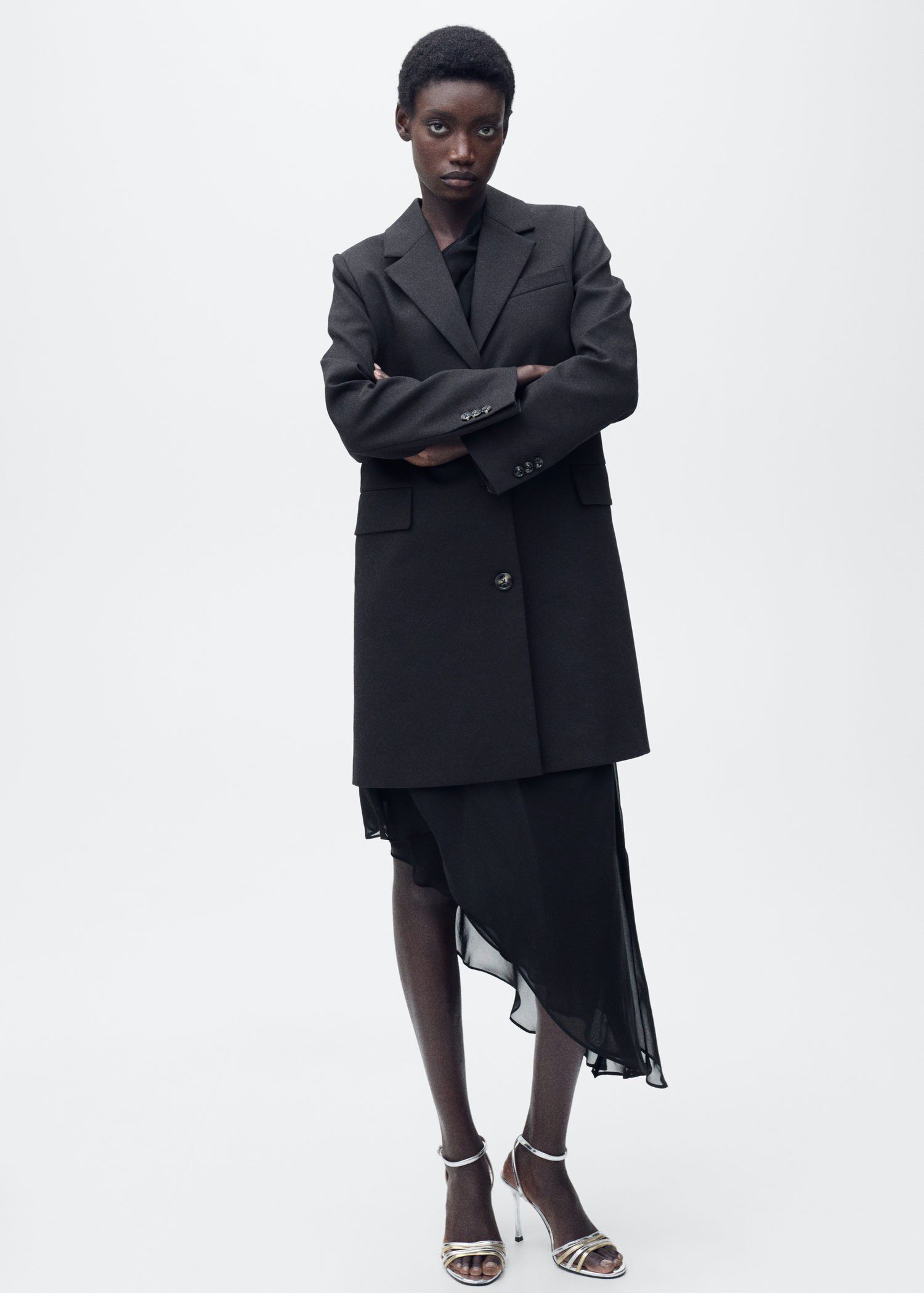 Combined strap heeled sandal