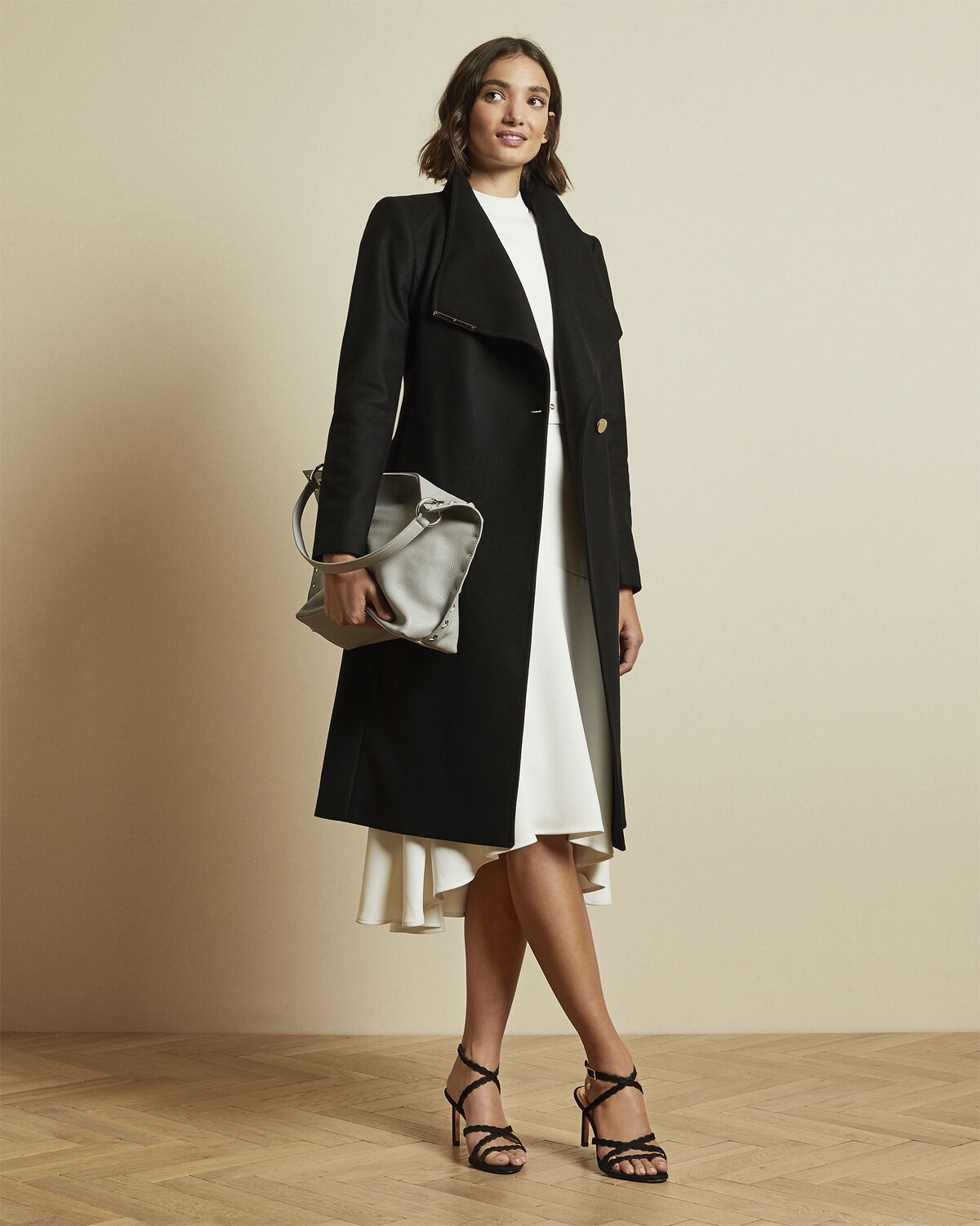 ROSE Midi Wool Wrap Coat With Shoul