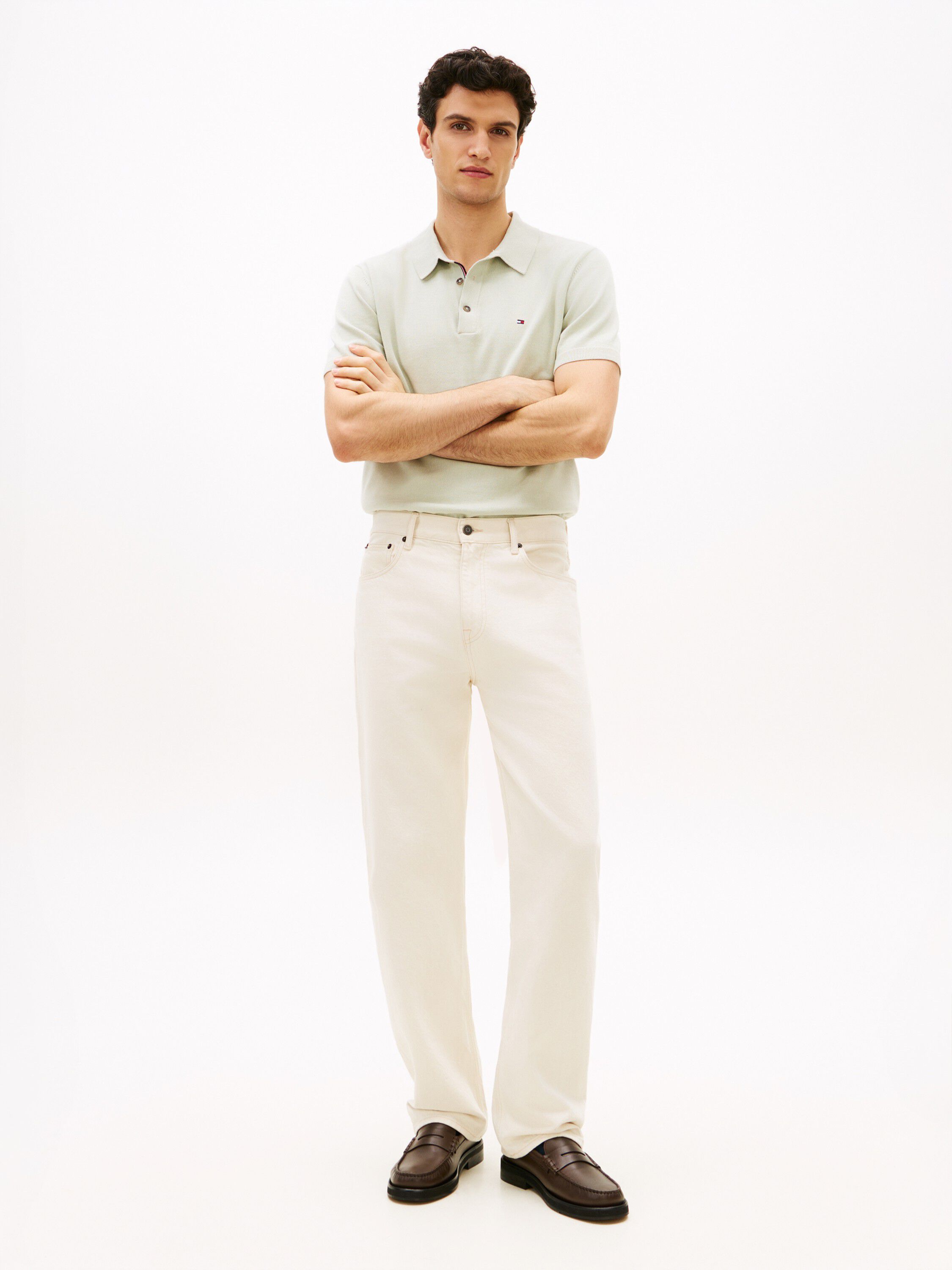 Washed Relaxed White Jeans